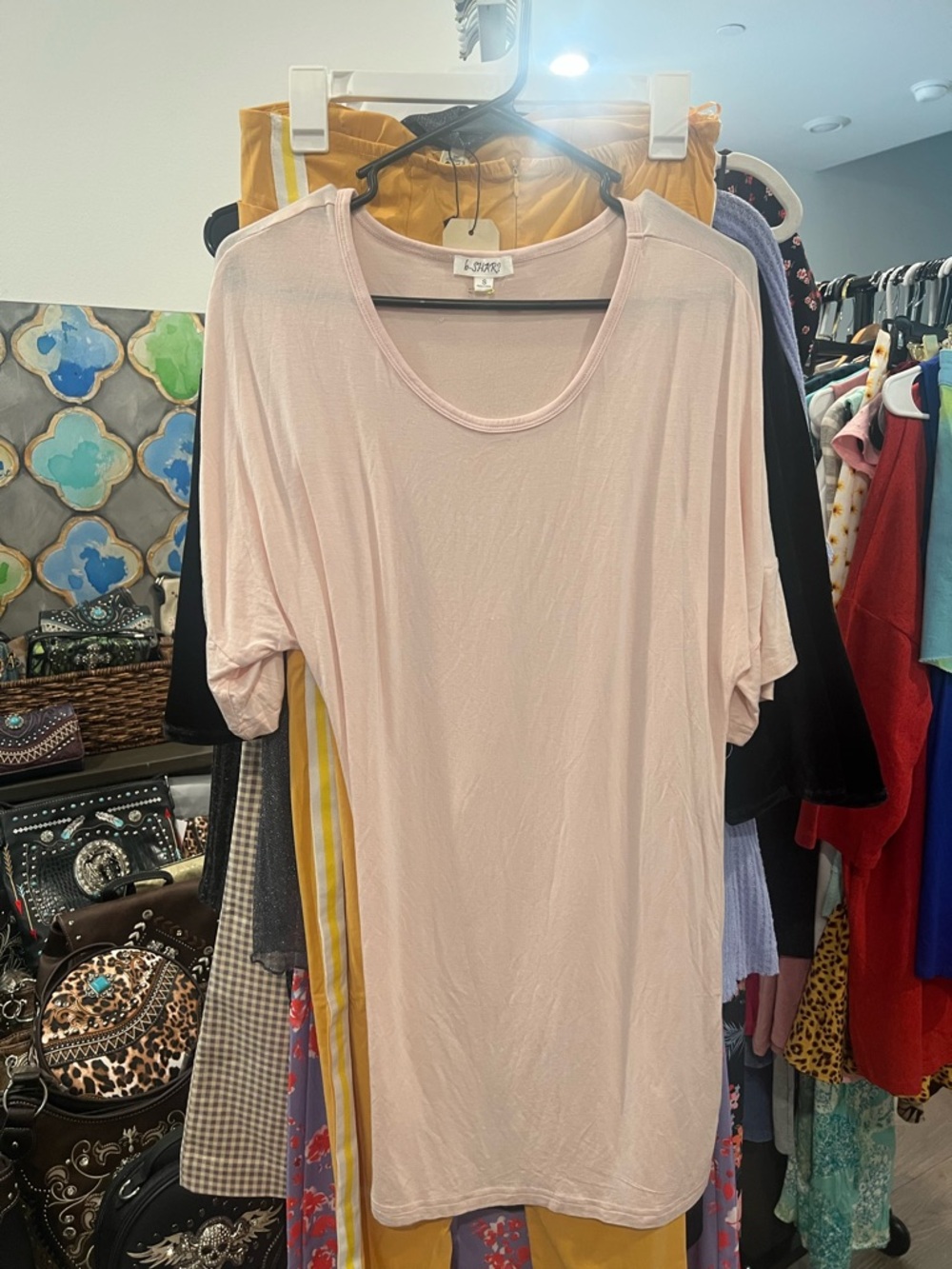 Light Pink Women's Scoop Neck Dress Size S